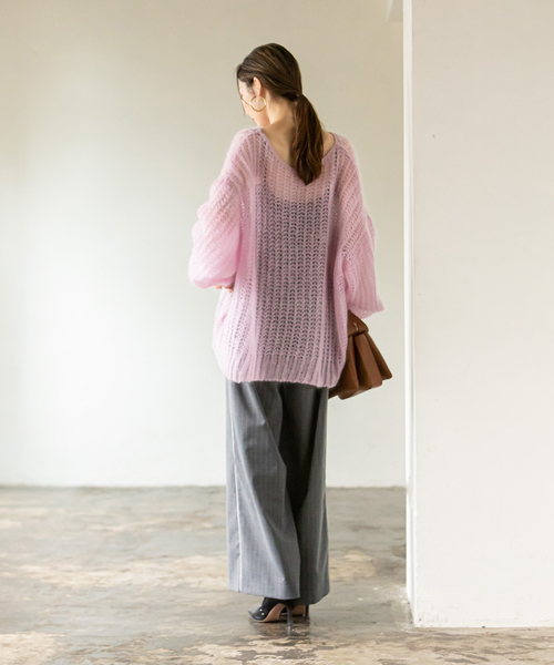 Noble(ノーブル)の「ヤングモヘヤMIXスカシアミニット(ニット Noble(ノーブル)の「ヤングモヘヤMIXスカシアミニット(ニット