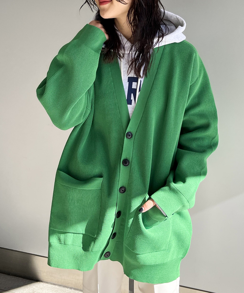 JOINT WORKS（ジョイントワークス）の「カタアゼVネックカーデ（カーディガン/ボレロ・レディース・ホワイト/ブラック/パープル/グリーン・FREE）」の3枚目の写真