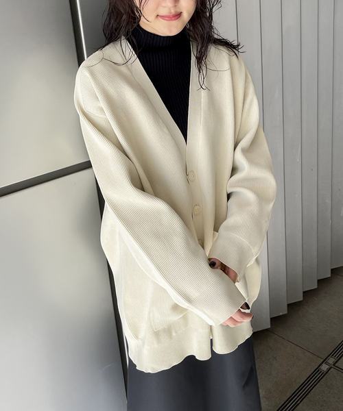 JOINT WORKS（ジョイントワークス）の「カタアゼVネックカーデ（カーディガン/ボレロ・レディース・ホワイト/ブラック/パープル/グリーン・FREE）」の10枚目の写真