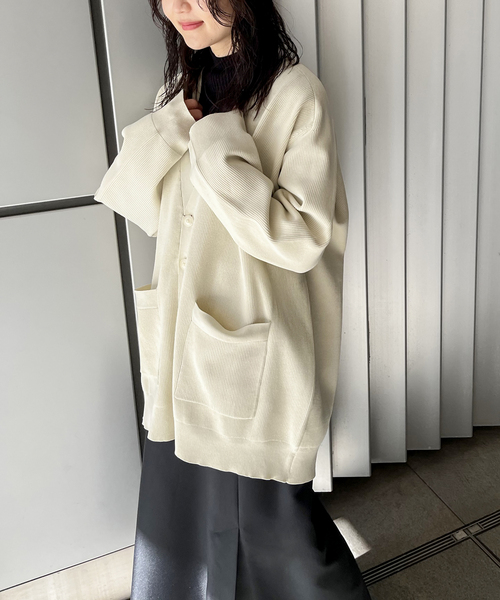 JOINT WORKS（ジョイントワークス）の「カタアゼVネックカーデ（カーディガン/ボレロ・レディース・ホワイト/ブラック/パープル/グリーン・FREE）」の6枚目の写真