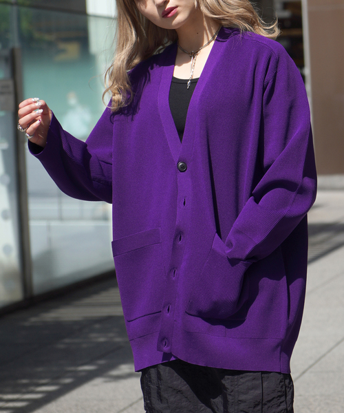 JOINT WORKS（ジョイントワークス）の「カタアゼVネックカーデ（カーディガン/ボレロ・レディース・ホワイト/ブラック/パープル/グリーン・FREE）」の8枚目の写真