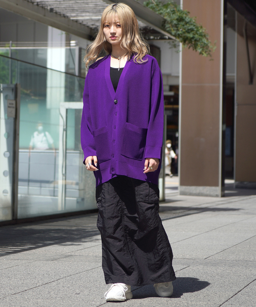 JOINT WORKS（ジョイントワークス）の「カタアゼVネックカーデ（カーディガン/ボレロ・レディース・ホワイト/ブラック/パープル/グリーン・FREE）」の16枚目の写真