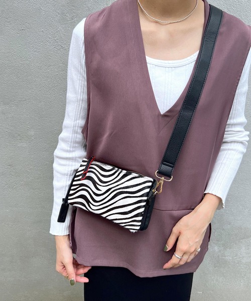 Pal collection（パルコレクション）の「ハラコ風ウォレットバック（ショルダーバッグ・レディース・ホワイト/ホワイト系その他/ブラック系その他・FREE）」の7枚目の写真