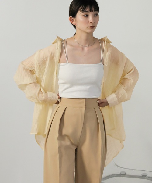 select MOCA（セレクトモカ）の「オーバーサイズシアーシャツ（シャツ/ブラウス・レディース・ベージュ/ブラック/アイボリー・FREE）」の9枚目の写真