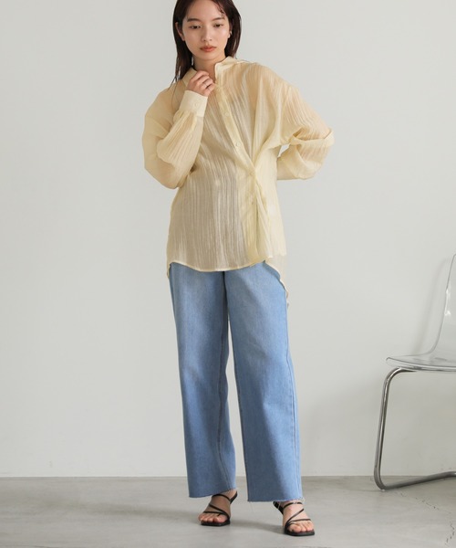 select MOCA（セレクトモカ）の「オーバーサイズシアーシャツ（シャツ/ブラウス・レディース・ベージュ/ブラック/アイボリー・FREE）」の13枚目の写真