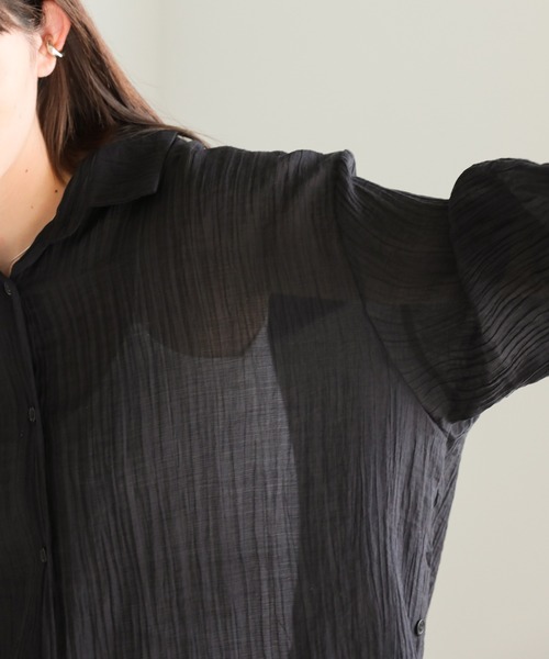 select MOCA（セレクトモカ）の「オーバーサイズシアーシャツ（シャツ/ブラウス・レディース・ベージュ/ブラック/アイボリー・FREE）」の19枚目の写真