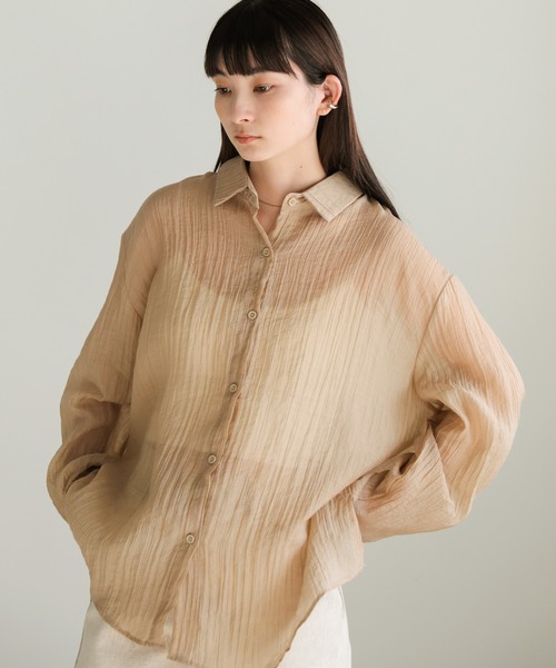 select MOCA（セレクトモカ）の「オーバーサイズシアーシャツ（シャツ/ブラウス・レディース・ベージュ/ブラック/アイボリー・FREE）」の20枚目の写真
