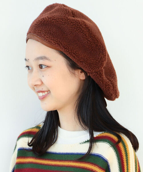 BEAMS BOY(ビームスボーイ)の「DECHO × BEAMS BOY / 別注 ボア ベレー帽(ハンチング/ベレー帽・レディース・ブラウン/ブラック・ONE SIZE)」の6枚目の写真