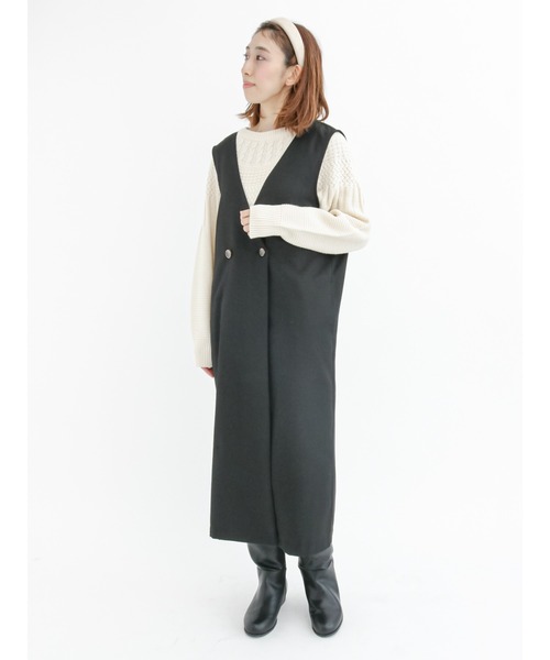 Lugnoncure(ルノンキュール)の「【BRING Material】ジレワンピース(ワンピース・レディース・ネイビー/ブラウン/ブラック・フリ-)」の2枚目の写真