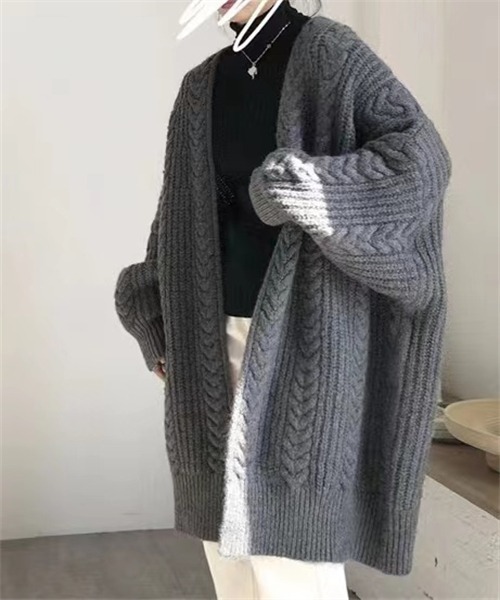 Dream garden(ドリームガーデン)の「ケーブルニットロングカーディガン(カーディガン/ボレロ・レディース・ベージュ/グレー/ピンク/ブルー・FREE)」の12枚目の写真