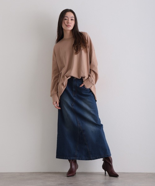 ElegChic(エレグシック)の「セミ タイト デニムマキシ スカート(デニムスカート・レディース・ブルー/ワンウォッシュ/ネイビー・4L/L/3L/M/XL)」の1枚目の写真