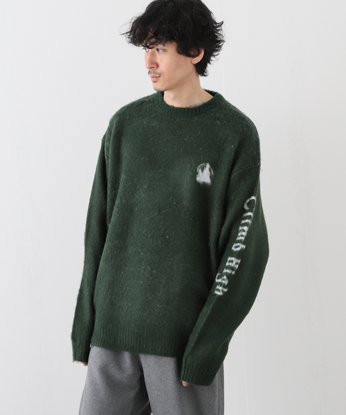 JOURNAL STANDARD(ジャーナルスタンダード)の「【CLIMB HIGH / クライムハイ】Sleeve logo sweater(ニット/セーター・メンズ・グリーン/ブラック・LARGE/MEDIUM)」の1枚目の写真