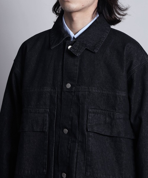 AIMNAIM（エイムネイム）の「VENT DENIM JACKET 袖ファスナー　ワイド　デニムジャケット　Gジャン　＜セットアップ対応可能＞（デニムジャケット・メンズ・ブラック/ネイビー・MEDIUM/LARGE）」の9枚目の写真