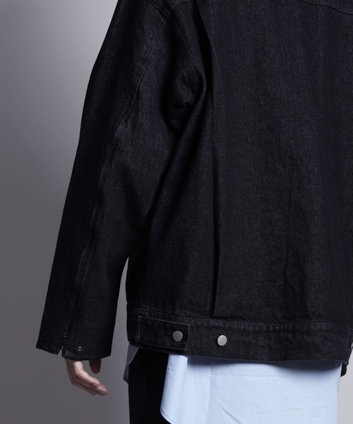 AIMNAIM（エイムネイム）の「VENT DENIM JACKET 袖ファスナー　ワイド　デニムジャケット　Gジャン　＜セットアップ対応可能＞（デニムジャケット・メンズ・ブラック/ネイビー・MEDIUM/LARGE）」の11枚目の写真