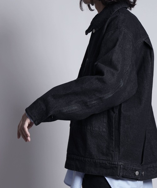 AIMNAIM（エイムネイム）の「VENT DENIM JACKET 袖ファスナー　ワイド　デニムジャケット　Gジャン　＜セットアップ対応可能＞（デニムジャケット・メンズ・ブラック/ネイビー・MEDIUM/LARGE）」の13枚目の写真