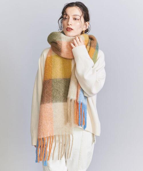 BEAUTY&YOUTH UNITED ARROWS(ビューティーアンドユースユナイテッドアローズ)の「<mylab>マルチ チェック ロング マフラー(マフラー・レディース・イエロー/コバルトブルー・FREE)」の8枚目の写真