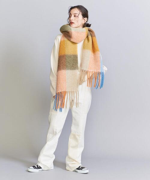 BEAUTY&YOUTH UNITED ARROWS(ビューティーアンドユースユナイテッドアローズ)の「<mylab>マルチ チェック ロング マフラー(マフラー・レディース・イエロー/コバルトブルー・FREE)」の9枚目の写真