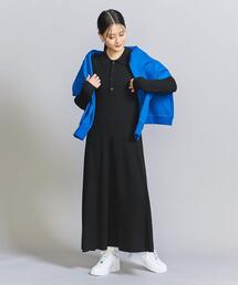 ウールリブニット ポロ フレア ワンピース