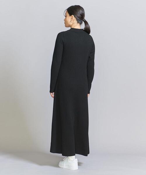 BEAUTY&YOUTH UNITED ARROWS(ビューティーアンドユースユナイテッドアローズ)の「ウールリブニット ポロ フレア ワンピース(ワンピース・レディース・ブラック/オリーブ/ナチュラル・M/S)」の7枚目の写真