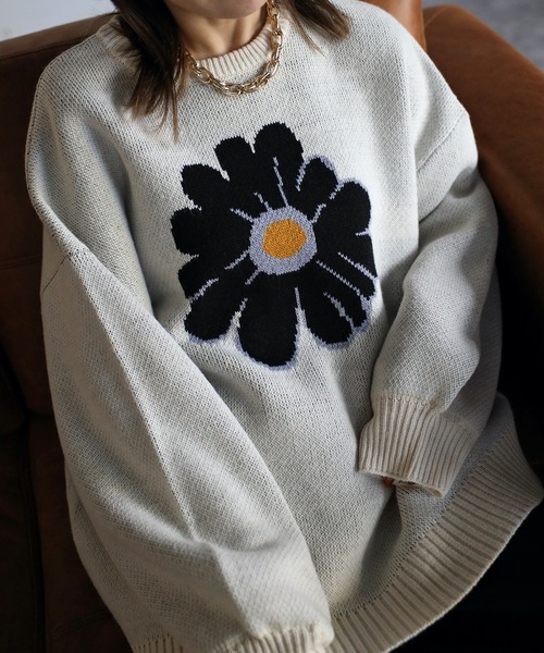 INGEBORG×VIVIANO】フラワーモチーフニットプルオーバー
