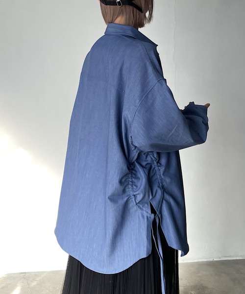 PAGEBOY(ページボーイ)の「ウエストドロストシャツ(シャツ/ブラウス・レディース・ブルー系その他/ブラック/オフホワイト・FREE)」の3枚目の写真