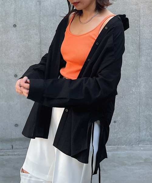 PAGEBOY(ページボーイ)の「ウエストドロストシャツ(シャツ/ブラウス・レディース・ブルー系その他/ブラック/オフホワイト・FREE)」の1枚目の写真