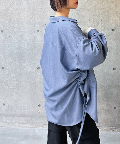 PAGEBOY(ページボーイ)の「ウエストドロストシャツ(シャツ/ブラウス・レディース・ブルー系その他/ブラック/オフホワイト・FREE)」の22枚目の写真