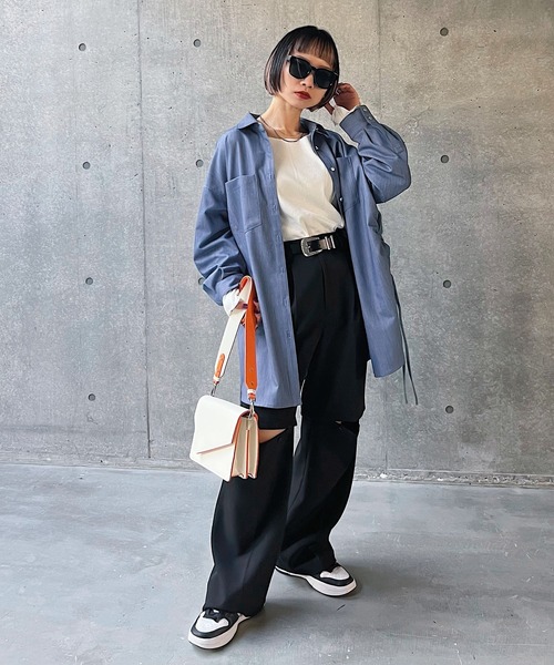 PAGEBOY(ページボーイ)の「ウエストドロストシャツ(シャツ/ブラウス・レディース・ブルー系その他/ブラック/オフホワイト・FREE)」の19枚目の写真