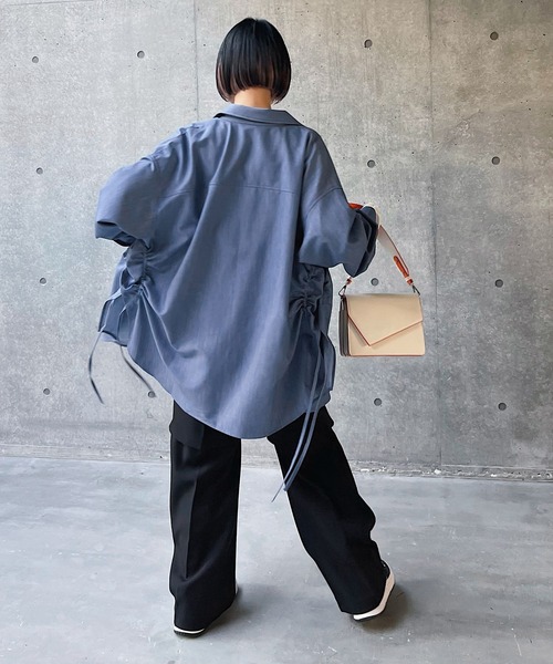 PAGEBOY(ページボーイ)の「ウエストドロストシャツ(シャツ/ブラウス・レディース・ブルー系その他/ブラック/オフホワイト・FREE)」の18枚目の写真