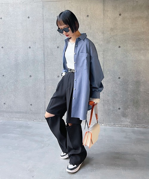 PAGEBOY(ページボーイ)の「ウエストドロストシャツ(シャツ/ブラウス・レディース・ブルー系その他/ブラック/オフホワイト・FREE)」の17枚目の写真