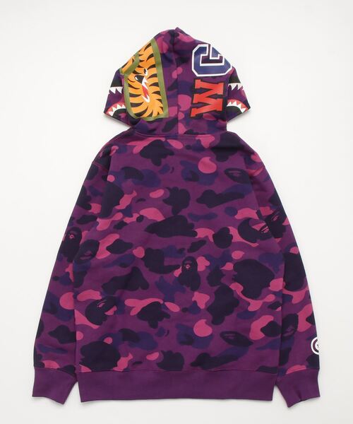 ラビット BAPE DCコラボ パーカー L ネイビー x パープル A BATHING APE（アベイシングエイプ）の「COLOR CAMO SHARK WIDE