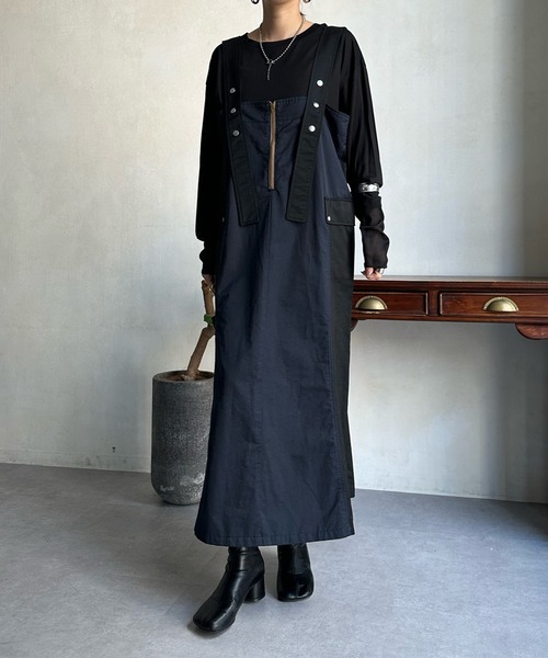 DouDou（ドゥドゥ）の「【WEB限定】2WAYワークジャンスカ（ワンピース・レディース・カーキ/ベージュ/ブラック・FREE）」の22枚目の写真