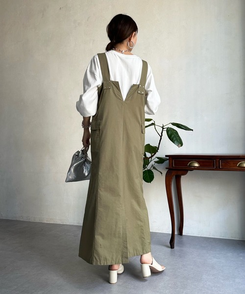 DouDou（ドゥドゥ）の「【WEB限定】2WAYワークジャンスカ（ワンピース・レディース・カーキ/ベージュ/ブラック・FREE）」の7枚目の写真