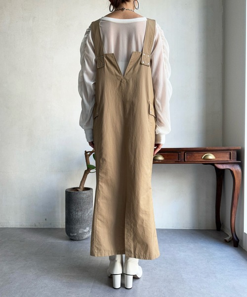 DouDou（ドゥドゥ）の「【WEB限定】2WAYワークジャンスカ（ワンピース・レディース・カーキ/ベージュ/ブラック・FREE）」の10枚目の写真