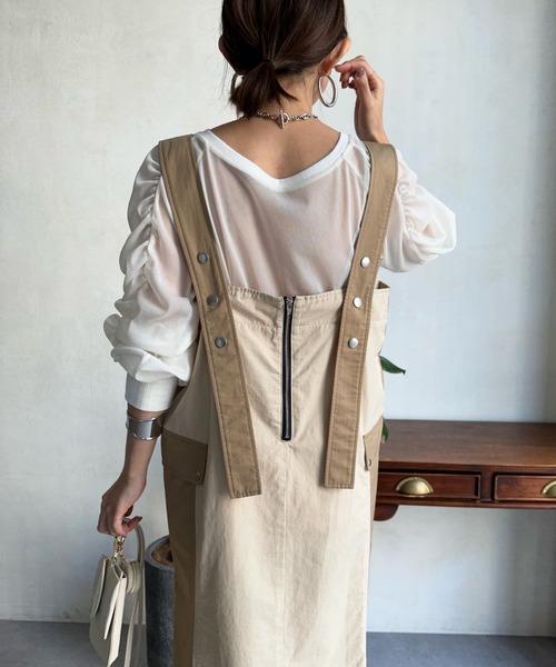 DouDou（ドゥドゥ）の「【WEB限定】2WAYワークジャンスカ（ワンピース・レディース・カーキ/ベージュ/ブラック・FREE）」の20枚目の写真