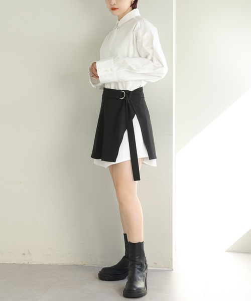 one after another NICE CLAUP(ワンアフターアナザーナイスクラップ)の「巻きスカートセットシャツワンピース(ワンピース・レディース・ブラック/ピンク系その他/ベージュ・FREE)」の15枚目の写真