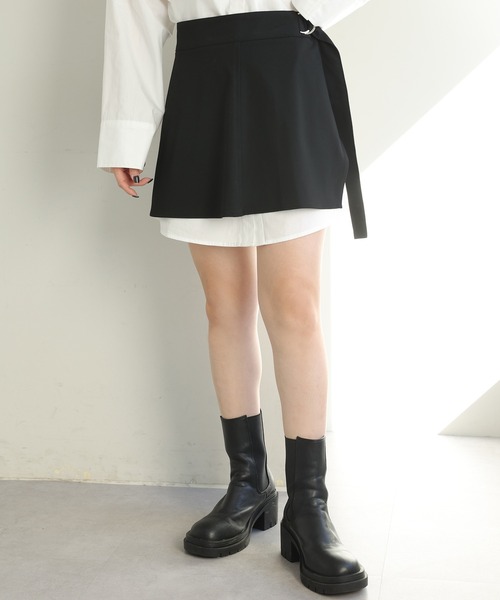 one after another NICE CLAUP(ワンアフターアナザーナイスクラップ)の「巻きスカートセットシャツワンピース(ワンピース・レディース・ブラック/ピンク系その他/ベージュ・FREE)」の12枚目の写真