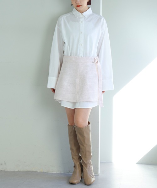 one after another NICE CLAUP(ワンアフターアナザーナイスクラップ)の「巻きスカートセットシャツワンピース(ワンピース・レディース・ブラック/ピンク系その他/ベージュ・FREE)」の20枚目の写真