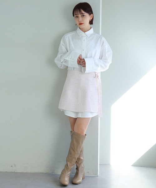 one after another NICE CLAUP(ワンアフターアナザーナイスクラップ)の「巻きスカートセットシャツワンピース(ワンピース・レディース・ブラック/ピンク系その他/ベージュ・FREE)」の16枚目の写真