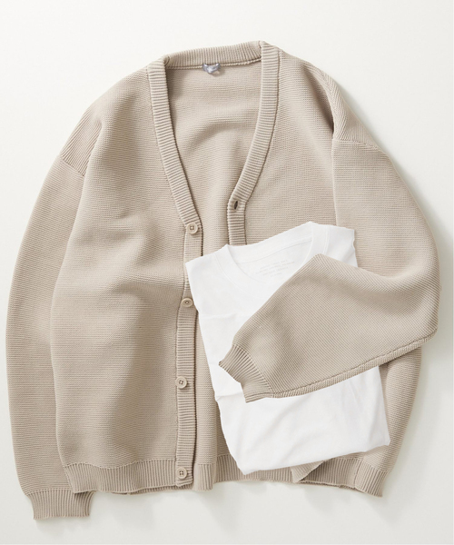 JOURNAL STANDARD relume(ジャーナルスタンダード レリューム)の「【カーディガン+カットソーの2点SET】リサイクルポリ ガーターカーディガン(カーディガン/ボレロ・メンズ・ブラック/カーキ/イエロー/オレンジ/ブルー/ベージュ系その他/グリーン系その他/ブラックミックス・MEDIUM/LARGE)」の3枚目の写真