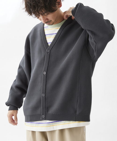 JOURNAL STANDARD relume(ジャーナルスタンダード レリューム)の「【カーディガン+カットソーの2点SET】リサイクルポリ ガーターカーディガン(カーディガン/ボレロ・メンズ・ブラック/カーキ/イエロー/オレンジ/ブルー/ベージュ系その他/グリーン系その他/ブラックミックス・MEDIUM/LARGE)」の12枚目の写真