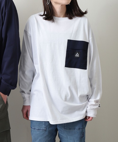 GERRY（ジェリー）の「【GERRY】 ロゴ高機能ポケット長袖Tシャツ（Tシャツ/カットソー・レディース・グレイッシュベージュ/ホワイト/ダークブルー・MEDIUM/LARGE/X-LARGE）」の4枚目の写真