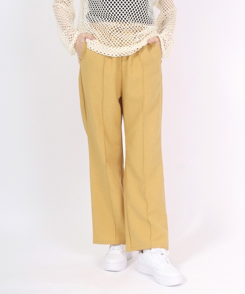 Salong hameu(サロン ハミュー)の「フェイクリネン センタープリーツワイドパンツ レディース/スラックス イージーパンツ(スラックス・レディース・グリーン/ベージュ/イエロー/カーキ/ブラック・M/L)」の9枚目の写真