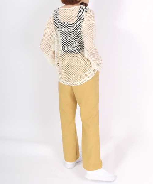 Salong hameu(サロン ハミュー)の「フェイクリネン センタープリーツワイドパンツ レディース/スラックス イージーパンツ(スラックス・レディース・グリーン/ベージュ/イエロー/カーキ/ブラック・M/L)」の12枚目の写真