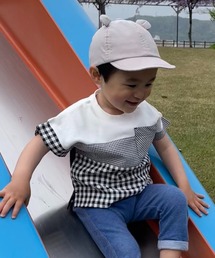 COMME CA ISM（コムサイズム）の「ギンガムチェック使い　半袖Ｔシャツ(80・90cm)（Tシャツ/カットソー・キッズ）」