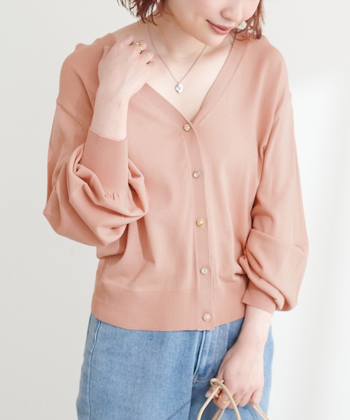 natural couture(ナチュラルクチュール)の「いろいろ釦ベーシックカーディガン(カーディガン/ボレロ・レディース・オフホワイト/オレンジ/ミント/ピンクベージュ/ブラック・FREE)」の5枚目の写真