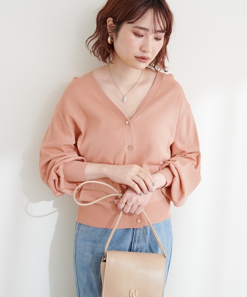 natural couture(ナチュラルクチュール)の「いろいろ釦ベーシックカーディガン(カーディガン/ボレロ・レディース・オフホワイト/オレンジ/ミント/ピンクベージュ/ブラック・FREE)」の21枚目の写真