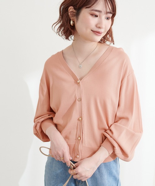 natural couture(ナチュラルクチュール)の「いろいろ釦ベーシックカーディガン(カーディガン/ボレロ・レディース・オフホワイト/オレンジ/ミント/ピンクベージュ/ブラック・FREE)」の8枚目の写真
