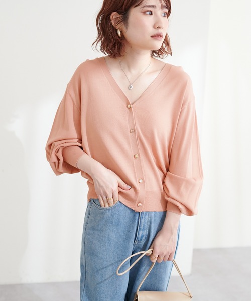 natural couture(ナチュラルクチュール)の「いろいろ釦ベーシックカーディガン(カーディガン/ボレロ・レディース・オフホワイト/オレンジ/ミント/ピンクベージュ/ブラック・FREE)」の13枚目の写真