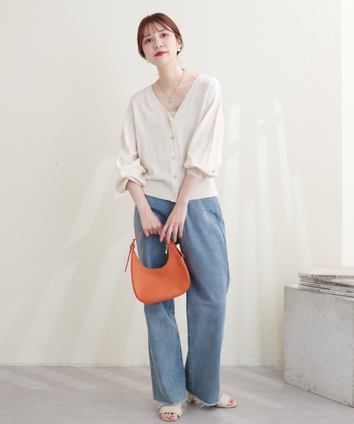natural couture(ナチュラルクチュール)の「いろいろ釦ベーシックカーディガン(カーディガン/ボレロ・レディース・オフホワイト/オレンジ/ミント/ピンクベージュ/ブラック・FREE)」の15枚目の写真